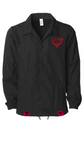 Black On Black Coaches Jacket with Red CZAR+RED Double Headed Eagle Embroidery