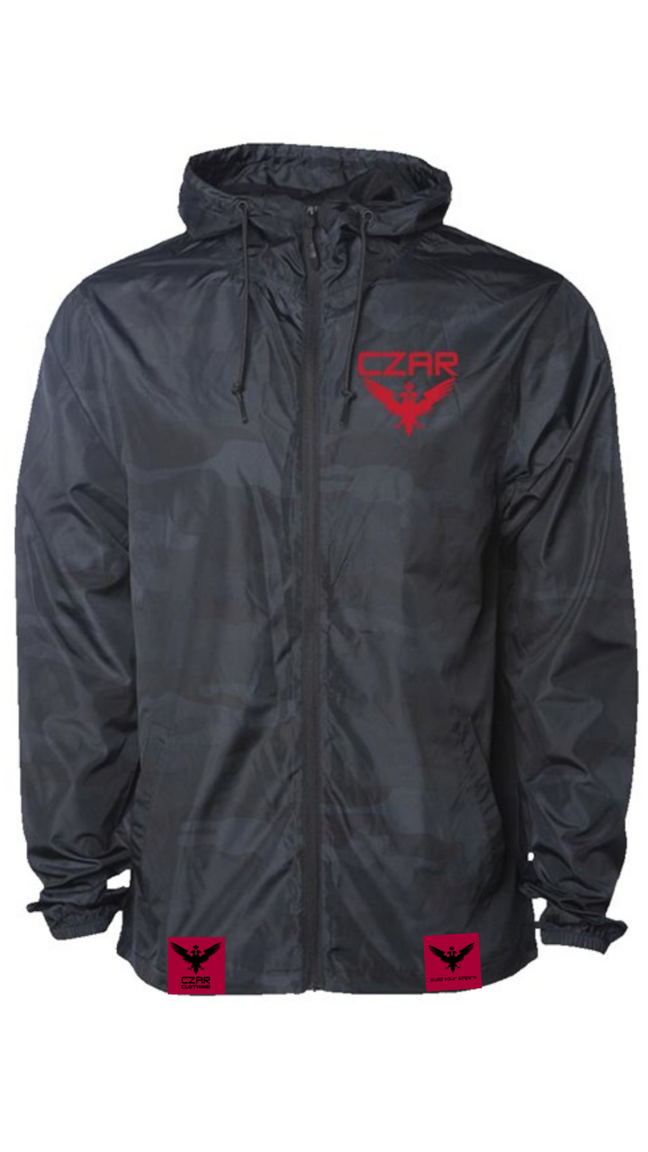 Embroidered Czar Clothing Black Camo Windbreaker