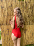 Red Once Piece Bathing Suit