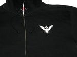 Luxurious Black Zip Heavyweight Hoodie with white embroidered double headed eagle and white Hoodie Liner with black double headed eagle pattern by Czar Clothing