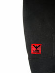 red czar clothing woven label sewn onto the hoodie