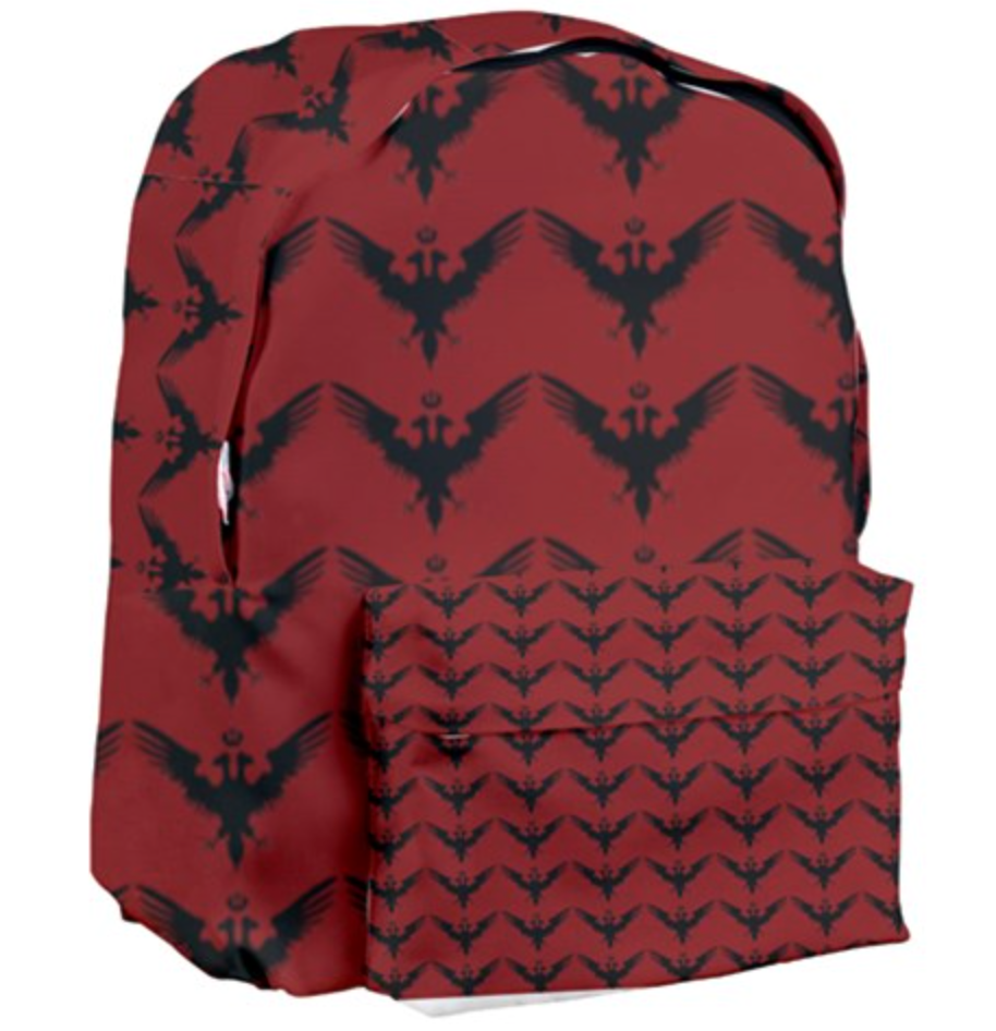 Red Czar Backpack with Black Double Headed Eagle Pattern