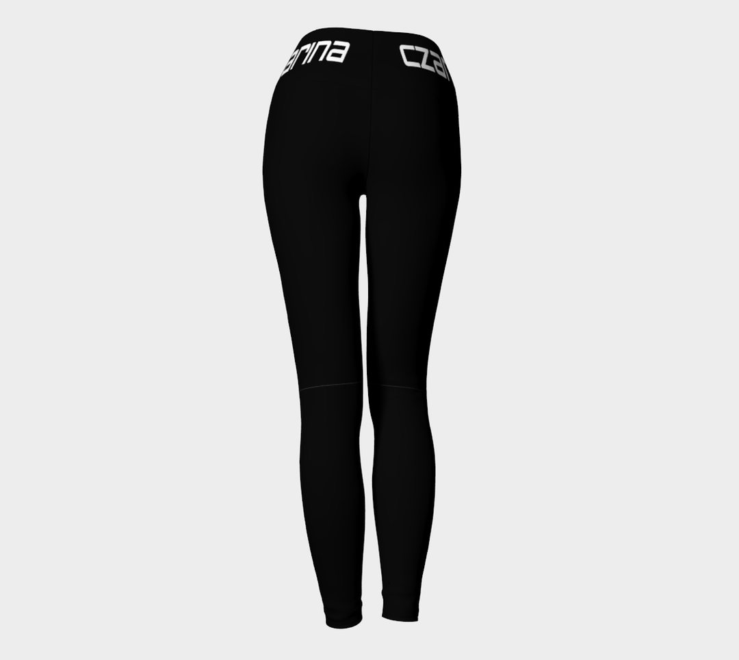 Czarina waist band Black with White Yoga Pants | Czar Clothing