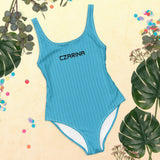 Czarina Blue and Black Stripe One-Piece Swimsuit