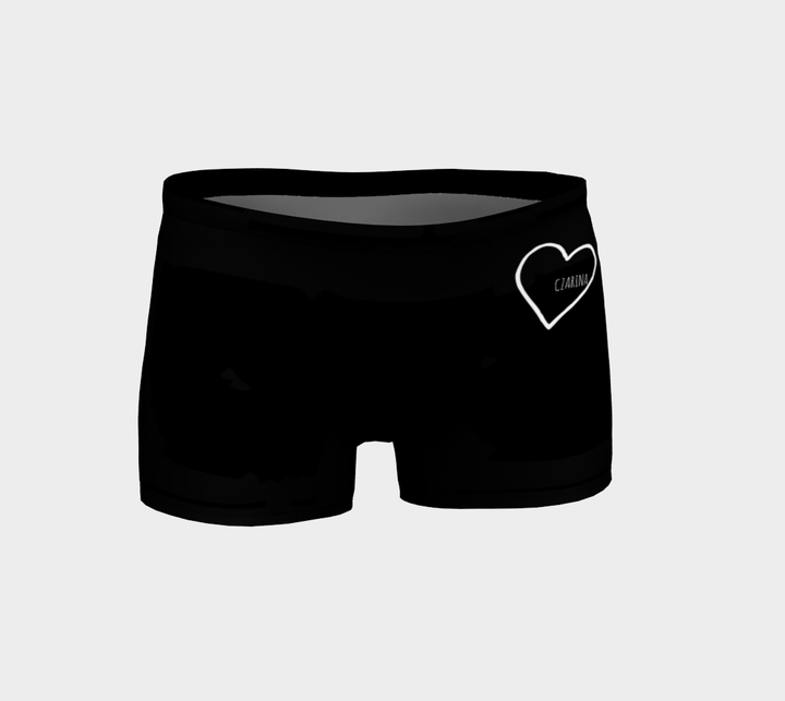 Czarina White Heart Black Shorts | Czar Clothing