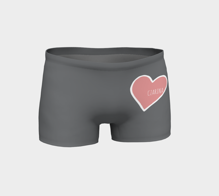 Czarina Pink Heart Grey Shorts | Czar Clothing