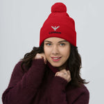 Embroidered Red Pom-Pom Beanie hat from Czar Clothing