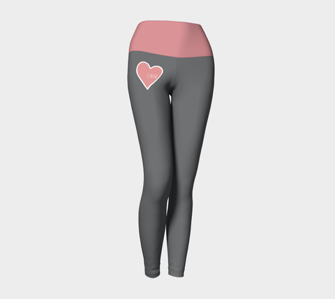 Two Piece Matched Set: Pink Heart Athletic Top + Leggings with Pink Heart