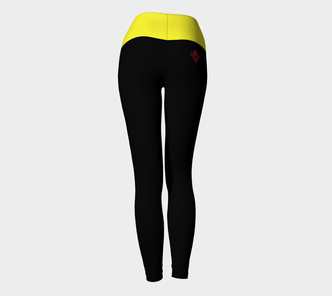 Black leggings with yellow Czarina design on the waistband with Green Czarina Text