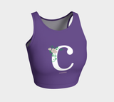 3 piece purple matched set: Czarina Large C Athletic Top + Leggings  + Shorts