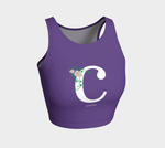 Two Piece Matched Set: Purple Czarina Large C Athletic Top + Leggings with White C