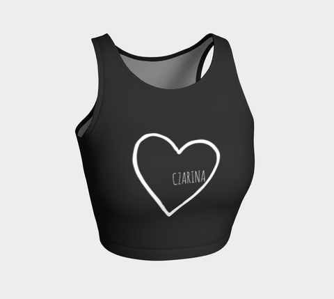 Tri Set: Top + Leggings + Shorts Black with White Heart Athletic
