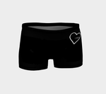 3 Piece Matched Set: Black with White Heart Athletic Top + Leggings + Shorts